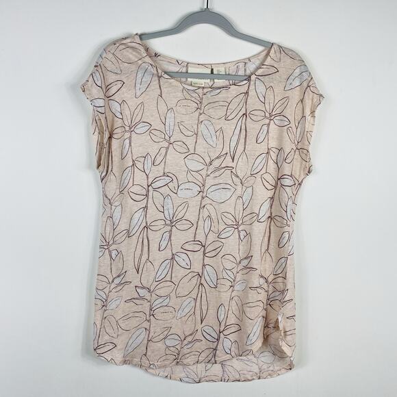 Cynthia Rowley Size Large Floral Print 100% Linen Top Pink - Picture 1 of 4